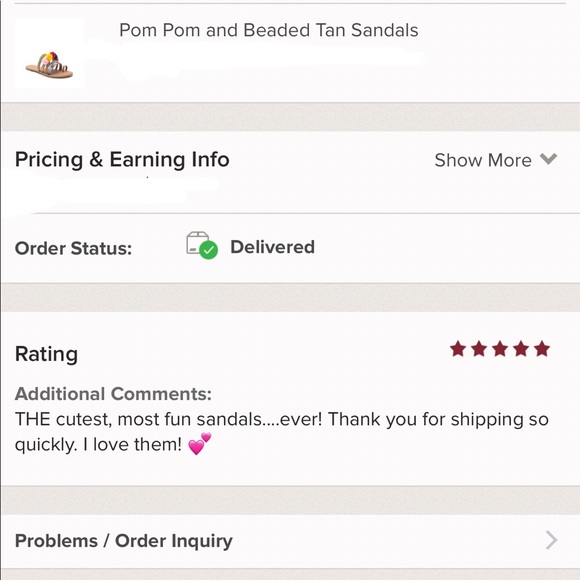 Summer Sale! Pom Pom and Beaded Tan Sandals - Picture 2 of 2